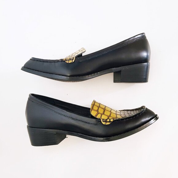 Sol Sana Croc Pattern Black and Green Loafers - Size 39 - Picture 7 of 9